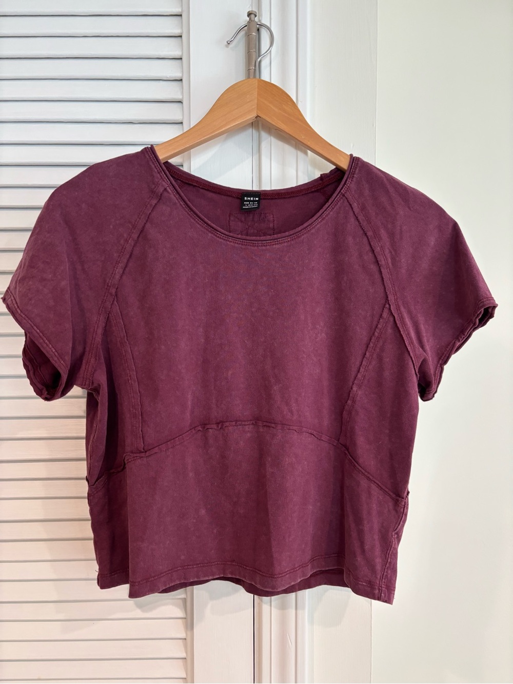 SHEIN Washed Wine Short Sleeve Tee